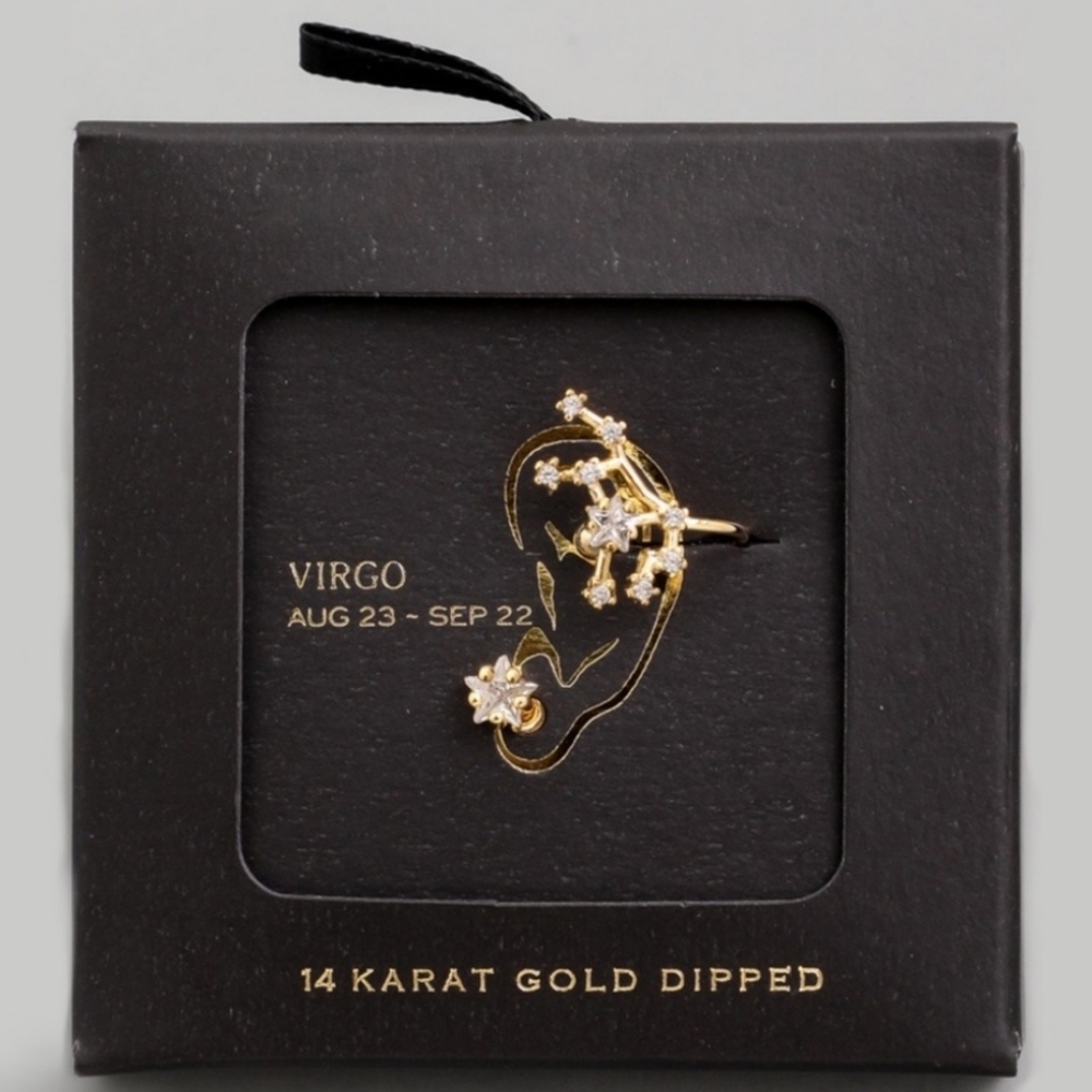 ♍️Virgo Constellation Ear Cuff Earring with Crystals👧